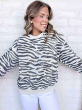 Load image into Gallery viewer, Queen Of Sparkles Cream &amp; Black Zebra Sweatshirt