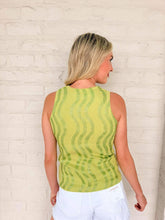 Load image into Gallery viewer, Queen Of Sparkles Green Wavy Rhinestone Tank
