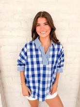 Load image into Gallery viewer, Checkered Craze Blue Top