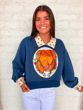 Load image into Gallery viewer, Queen Of Sparkles Navy Polkadot Collar Turkey Sweatshirt