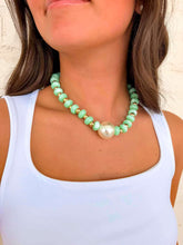 Load image into Gallery viewer, Pearl Mint Pendant Resin Beaded Necklace