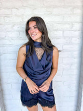 Load image into Gallery viewer, Pass Me By Dark Navy Romper