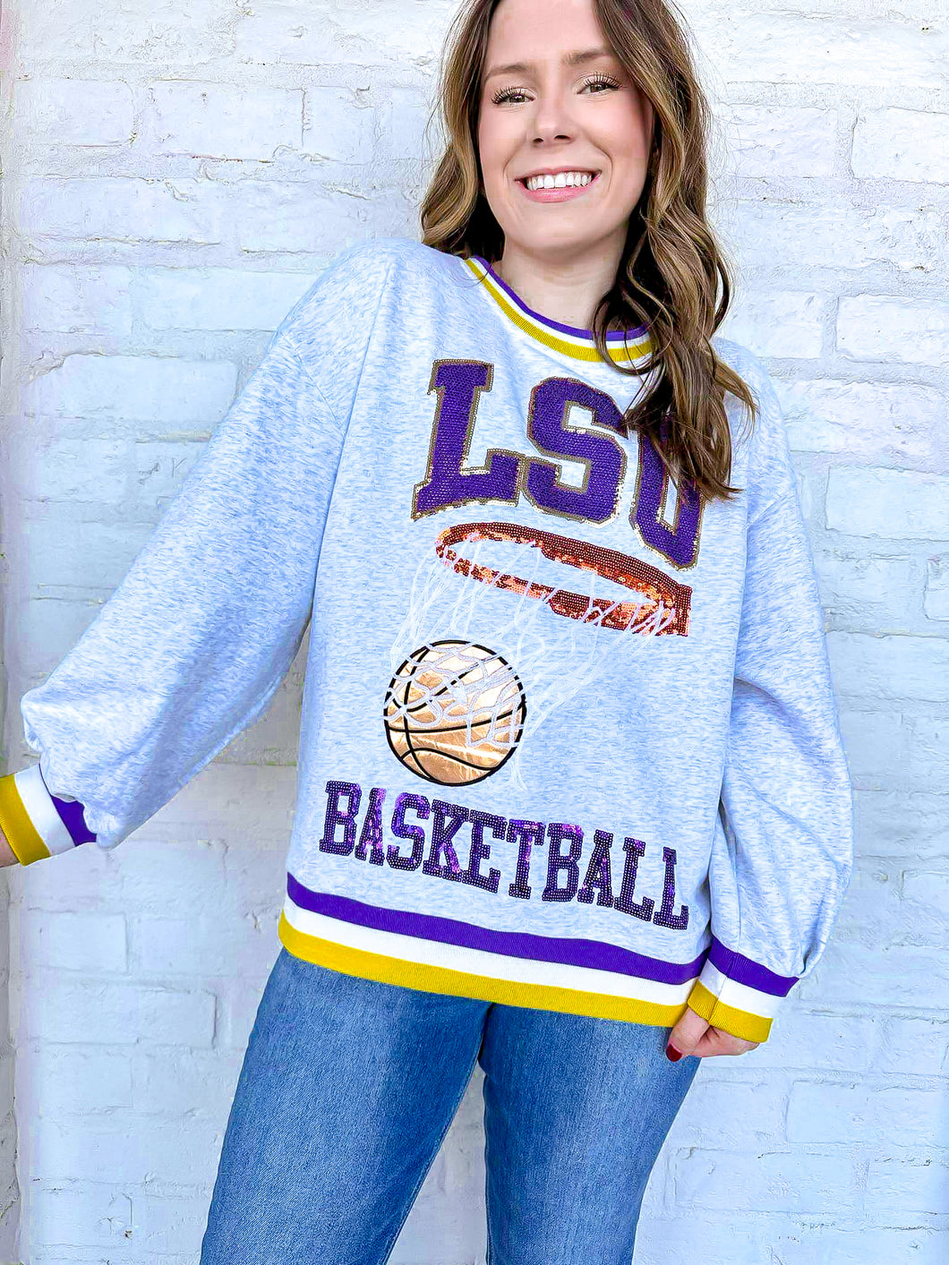 Queen Of Sparkles LSU Basketball Goal Sweatshirt