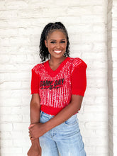 Load image into Gallery viewer, Queen Of Sparkle Game Day Top Red