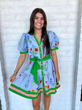 Load image into Gallery viewer, Free For Now Floral Blue Dress