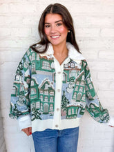 Load image into Gallery viewer, Queen Of Sparkles Multi Snowy Village Cardigan with Fur Collar