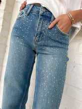 Load image into Gallery viewer, Fabulous News Rhinestone Wide Jeans