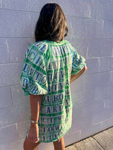 Load image into Gallery viewer, Queen Of Sparkles Green NOLA Street Tile Button Up Dress