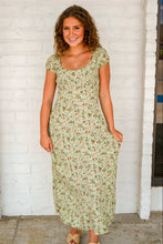 Load image into Gallery viewer, Fall Leaves Floral Sage Dress