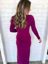 Load image into Gallery viewer, Chat Over Tea Maxi Burgundy Dress