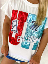 Load image into Gallery viewer, Queen Of Sparkles Ole Miss Metallic Icon Tee