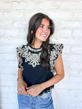 Load image into Gallery viewer, THML Days Ahead Black Flutter Sleeve Top