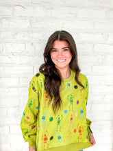 Load image into Gallery viewer, Queen Of Sparkles Lime Green Multi Skeleton Sweatshirt