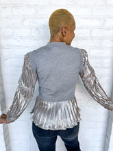 Load image into Gallery viewer, THML Metallic Vibes Gray Top