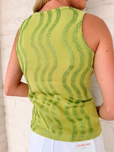 Load image into Gallery viewer, Queen Of Sparkles Green Wavy Rhinestone Tank