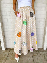 Load image into Gallery viewer, Queen Of Sparkles Beige &amp; White Polka Dot Multi Pumpkin Midi Skirt