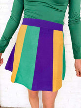 Load image into Gallery viewer, Mardi Gras Vertical Color Block Sweater Skirt