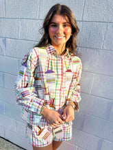 Load image into Gallery viewer, Queen Of Sparkles Rainbow Plaid Daiquiri Button Up
