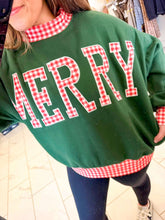 Load image into Gallery viewer, Merry Holidays Green Gingham Pullover