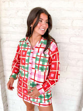 Load image into Gallery viewer, Queen Of Sparkles Red, Green, Ivory Plaid Button Up