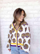 Load image into Gallery viewer, Queen Of Sparkles LSU Tiger Head Cardigan