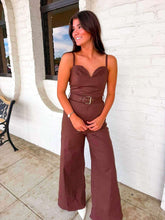 Load image into Gallery viewer, Back To Me Brown Woven Jumpsuit
