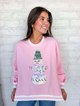 Load image into Gallery viewer, Jordan Amanda Sparkly Pink Iridescent Snowman Sweatshirt