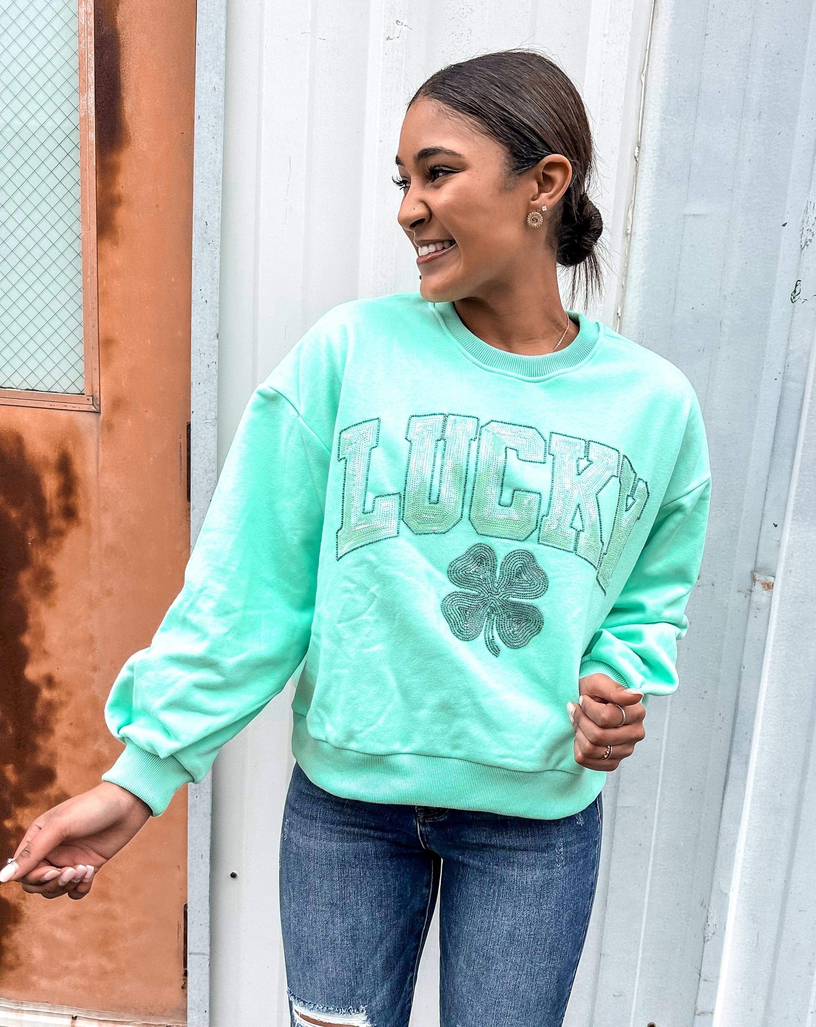 Green lucky sweatshirt sale