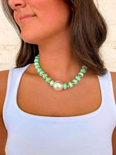 Load image into Gallery viewer, Pearl Mint Pendant Resin Beaded Necklace