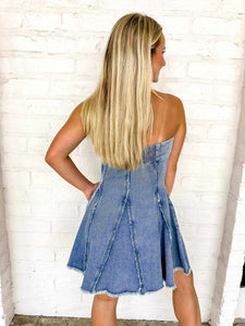 Denim Lover Light Denim Strapless Dress