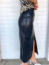 Load image into Gallery viewer, Been There Black Leather Midi Skirt
