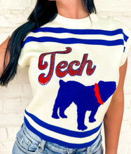 Load image into Gallery viewer, Queen Of Sparkles Royal &amp; Red Tech Bulldog Striped Short Sleeve Top