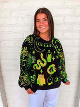 Load image into Gallery viewer, Queen Of Sparkles Black &amp; Green Halloween Queen Icon Sweatshirt