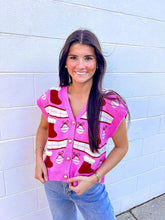 Load image into Gallery viewer, Christmas Ornaments Pink Vest Top