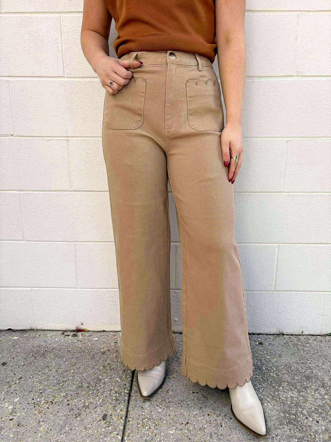 City Streets Camel Scallop Pants