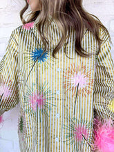 Load image into Gallery viewer, Queen Of Sparkles Gold Stripe Sparkler Feather Sleeve Top