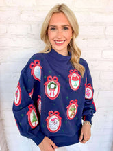 Load image into Gallery viewer, Queen Of Sparkles Navy Wallpaper Mockneck Sweatshirt