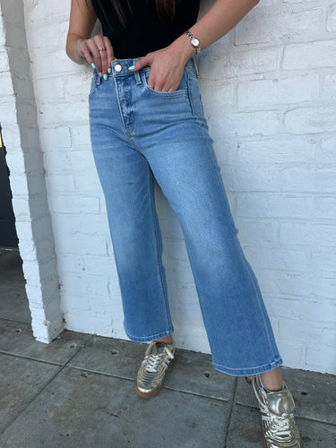 Work In Progress High Rise Crop Wide Leg Jean