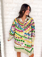 Load image into Gallery viewer, Queen Of Sparkles Gold Mega Bead Button Up Collar Dress