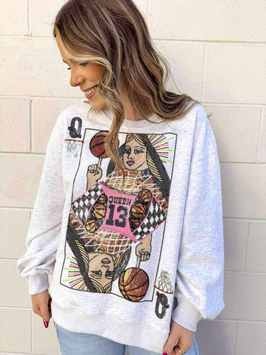Queen Of Sparkles Basketball Queen Card Sweatshirt