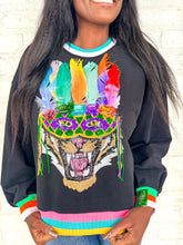 Load image into Gallery viewer, Queen Of Sparkles Black Tiger Head Mask Sweatshirt