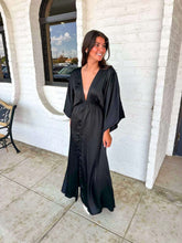 Load image into Gallery viewer, Date Night Black Kimono Maxi Dress