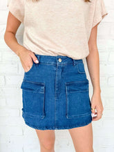 Load image into Gallery viewer, Find Me Here Dark Denim Skirt
