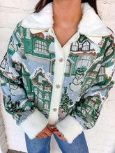 Load image into Gallery viewer, Queen Of Sparkles Multi Snowy Village Cardigan with Fur Collar