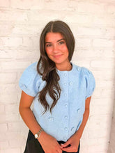 Load image into Gallery viewer, Treat Yourself Floral Blue Knit Top