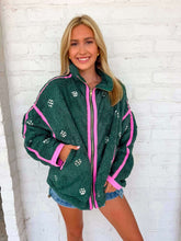Load image into Gallery viewer, Queen Of Sparkles Charcoal &amp; Pink Rhinestone Zip Up Fleece