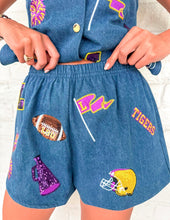 Load image into Gallery viewer, Queen Of Sparkles Licensed LSU Denim Icon Short