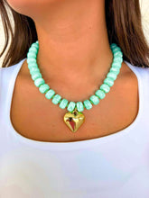 Load image into Gallery viewer, Large Heart Mint Bead Necklace