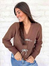 Load image into Gallery viewer, In Good Care Brown Bow Cardigan