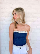 Load image into Gallery viewer, Figure You Out Denim Lace Top